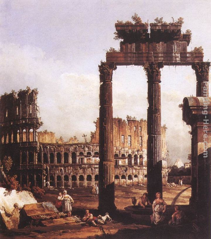 Capriccio with the Colosseum painting - Bernardo Bellotto Capriccio with the Colosseum art painting